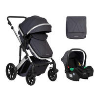 KOMBIKINDERWAGEN Darling 3 in 1 grau gemustert Sportsitz Tragetasche Autositz Wickeltasche - Grau, Metall (55/60/110cm) - Kikka boo