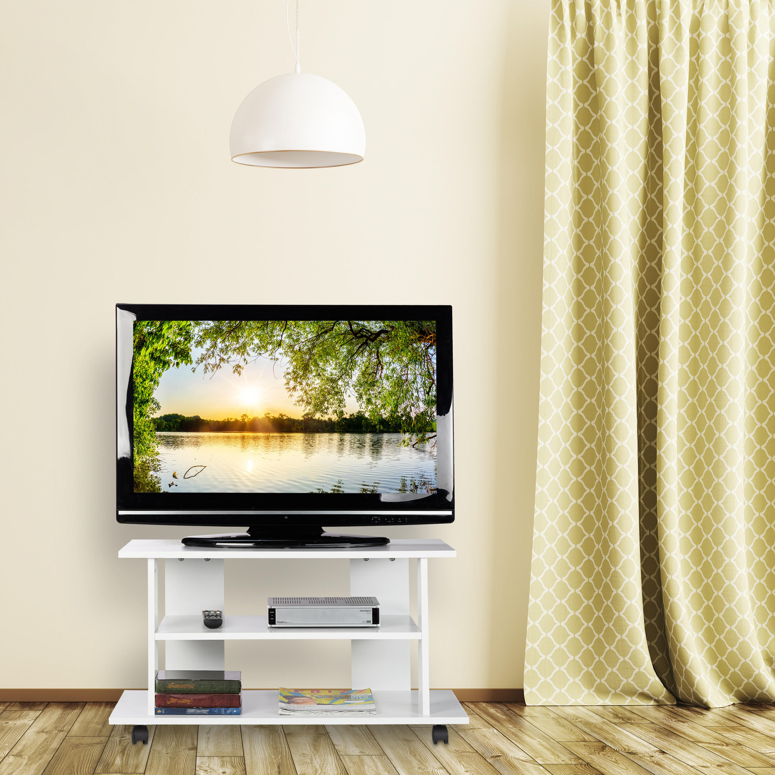 TV-BOARD - Weiß, Papier/Textil (80/45/40cm) - Relaxdays