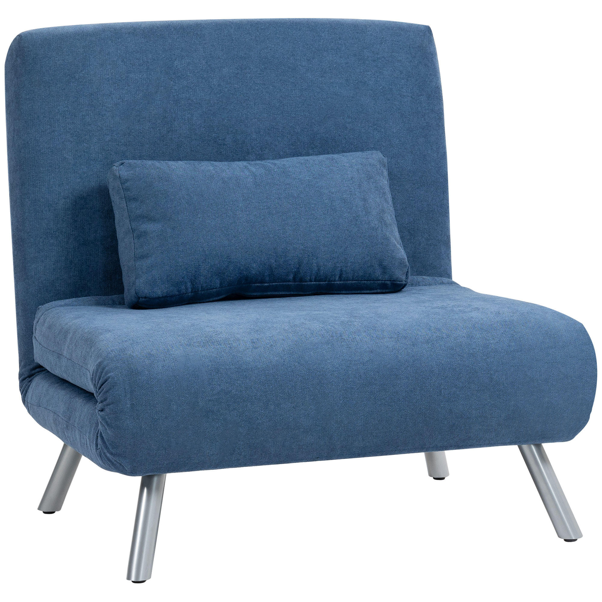SCHLAFSESSEL DE-08233 3-in-1 mit Bettfunktion, inkl. Kissen Blau - Blau, Metall (75/83/80cm) - ComfortXL