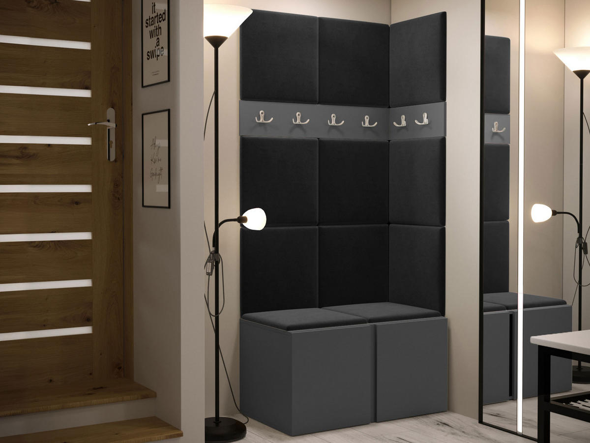 GARDEROBEN-SET Orion I - Anthrazit/Graphitfarben, Holzwerkstoff/Kunststoff (84/186/46cm) - MIRJAN24