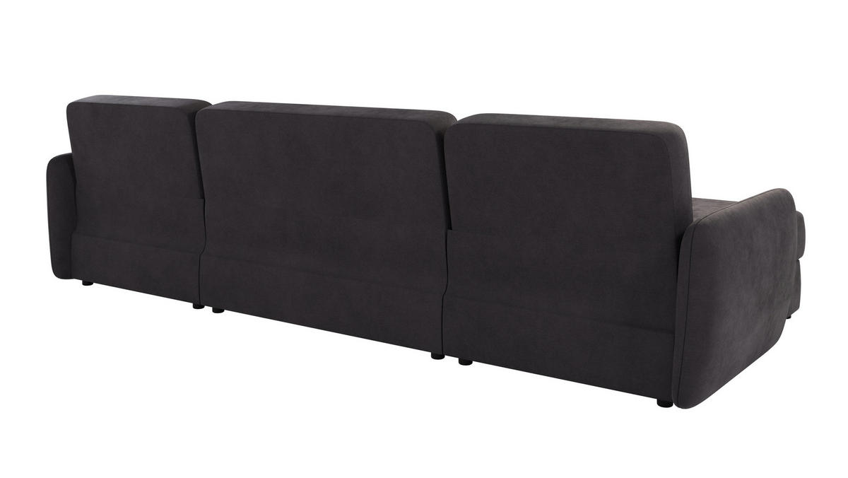 WOHNLANDSCHAFT Lupo Graphit Mikrofaser - Graphitfarben/Schwarz, Holz/Kunststoff (311/86/147cm) - S-Style Möbel