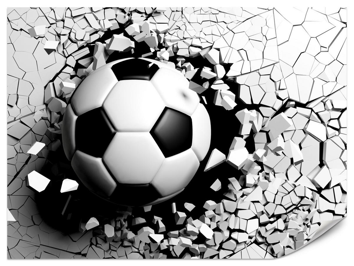 FOTOTAPETA Pre Obývaciu Izbu Futbal Betónová Stena Trhlina 150 x 105 cm - čierna/sivá, papier (150/105cm) - Muralo