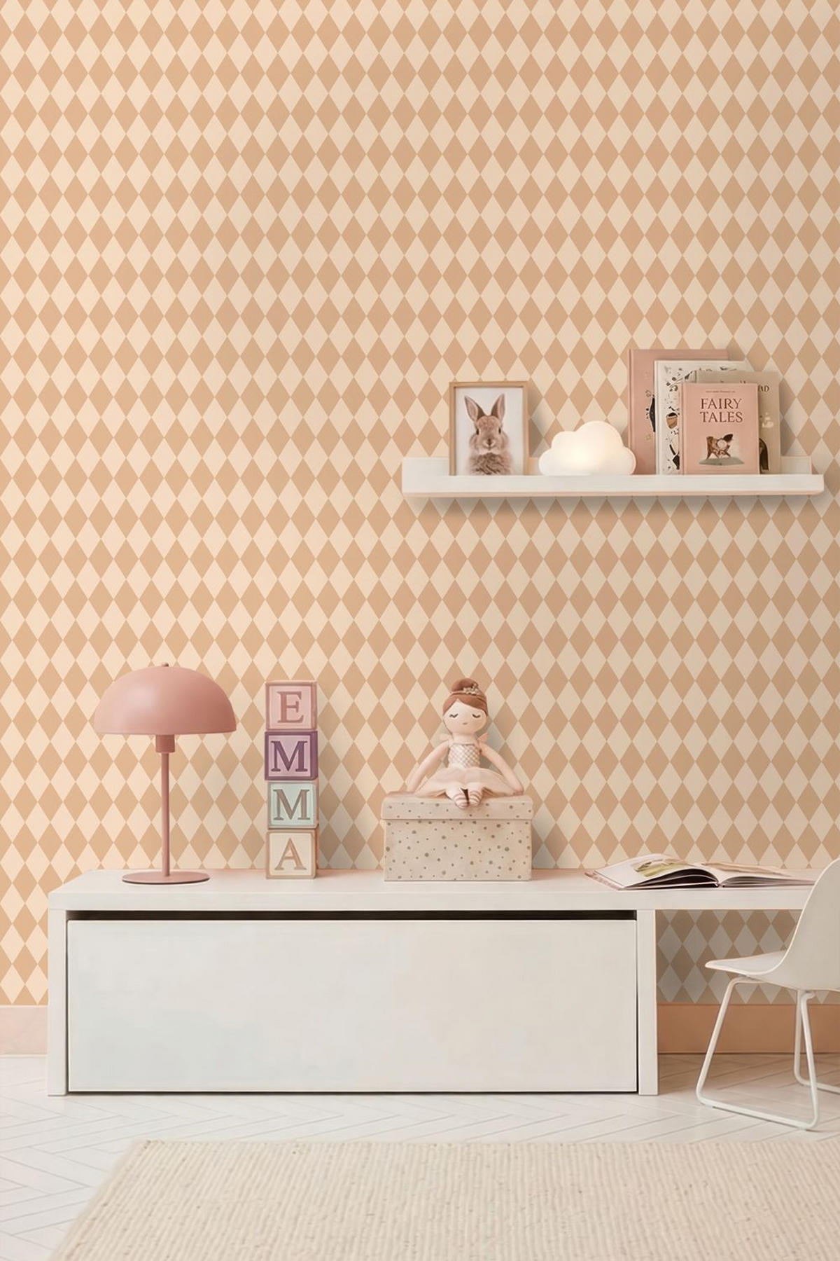 TAPETE Karomuster 50 x 900 cm - Beige, Papier (50/0.1cm) - ESTAhome