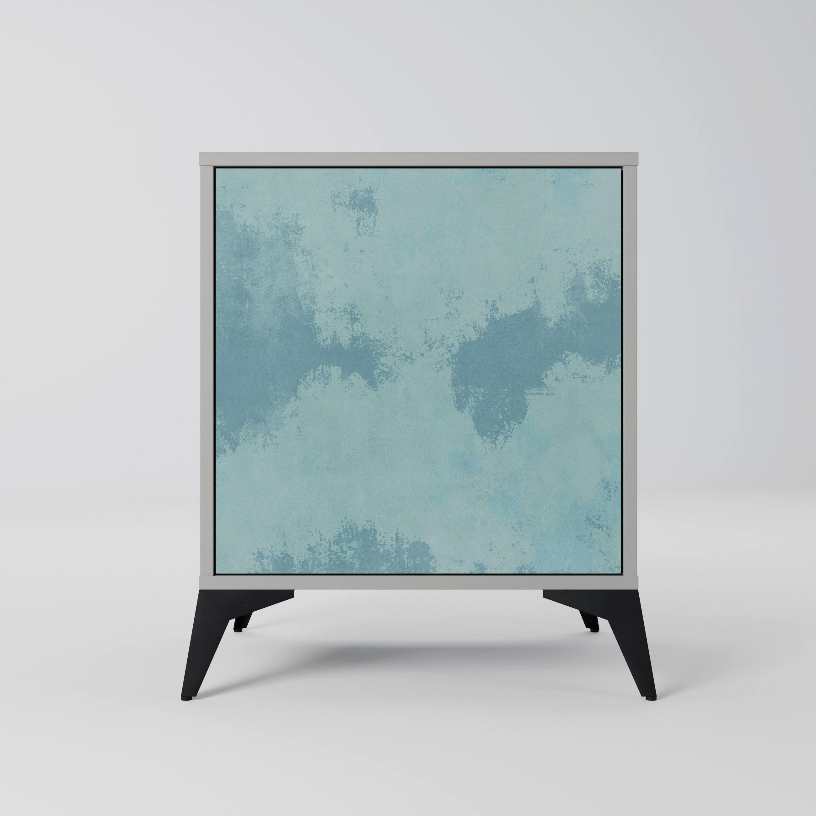 SIDEBOARD SKY WASH, Grau, 57,5x42x70,5 cm, Schwarze Metall-Sternfüße - Multicolor/Schwarz, Holzwerkstoff/Metall (57.5/70.5/42cm) - SpaceRebels