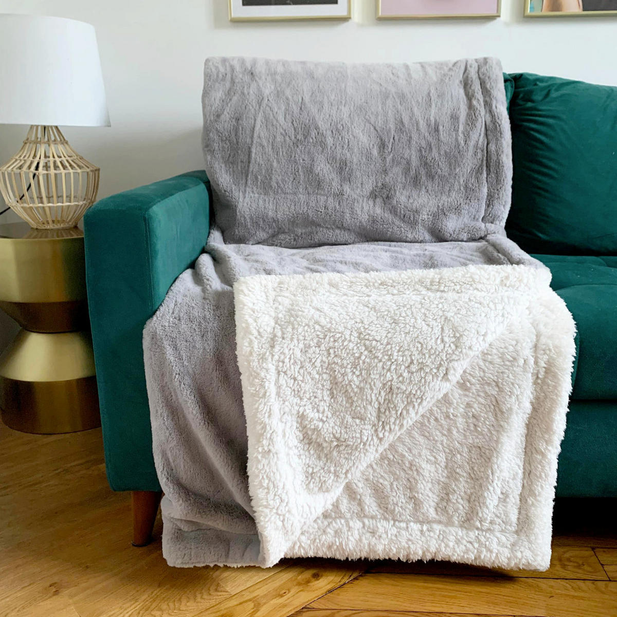 PLAID gefüttert in Kaninchenoptik Hellgrau 130 x 170 - Grau, Textil (130/170cm) - LE COMPTOIR DE LA PLAGE