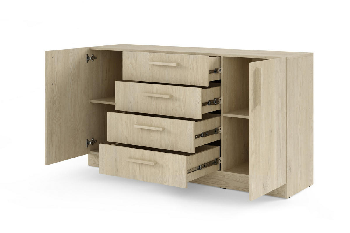KOMMODE BRISSO BRK1 155,5/85/40 cm in Eiche Ceremona - Eichefarben, Holzwerkstoff (156/85/40cm) - Deine Möbel 24