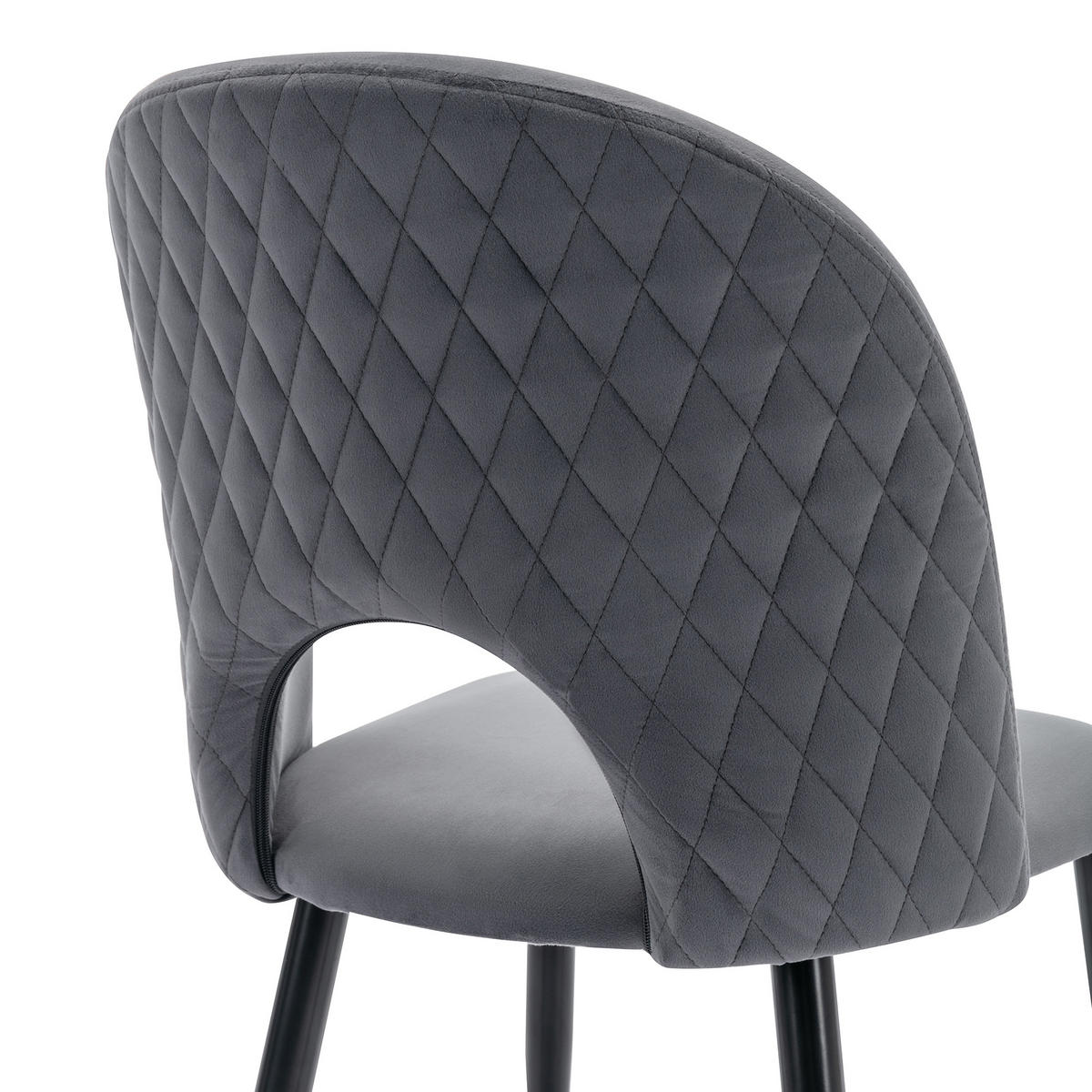 ESSGRUPPE Esstisch 4 Stühle Samt Grau Schwarz 117x68cm - Grau, Textil (117/75/68cm) - FLIEKS