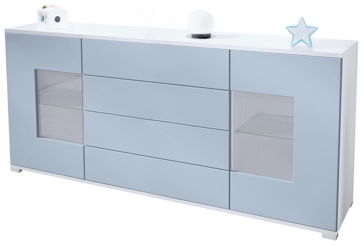 SIDEBOARD Grömitz Denim matt - Pastellblau, Holzwerkstoff (166.5/75.5/35cm) - Vladon
