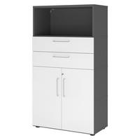 AKTENSCHRANK groß mit Schubladen 41,7/80/145,2 cm in Graphitfarben/Weiß - Graphitfarben/Weiß, Holzwerkstoff (80/145.2/41.7cm) - bümö