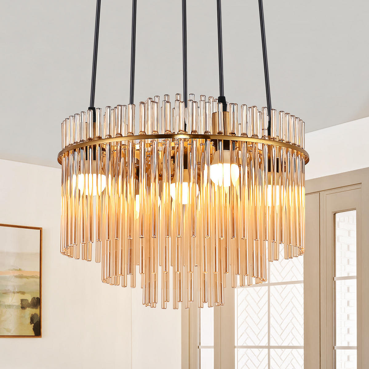 PENDELLEUCHTE Thomas 15/40/150 cm - Goldfarben, Glas (15/40/150cm) - ZMH