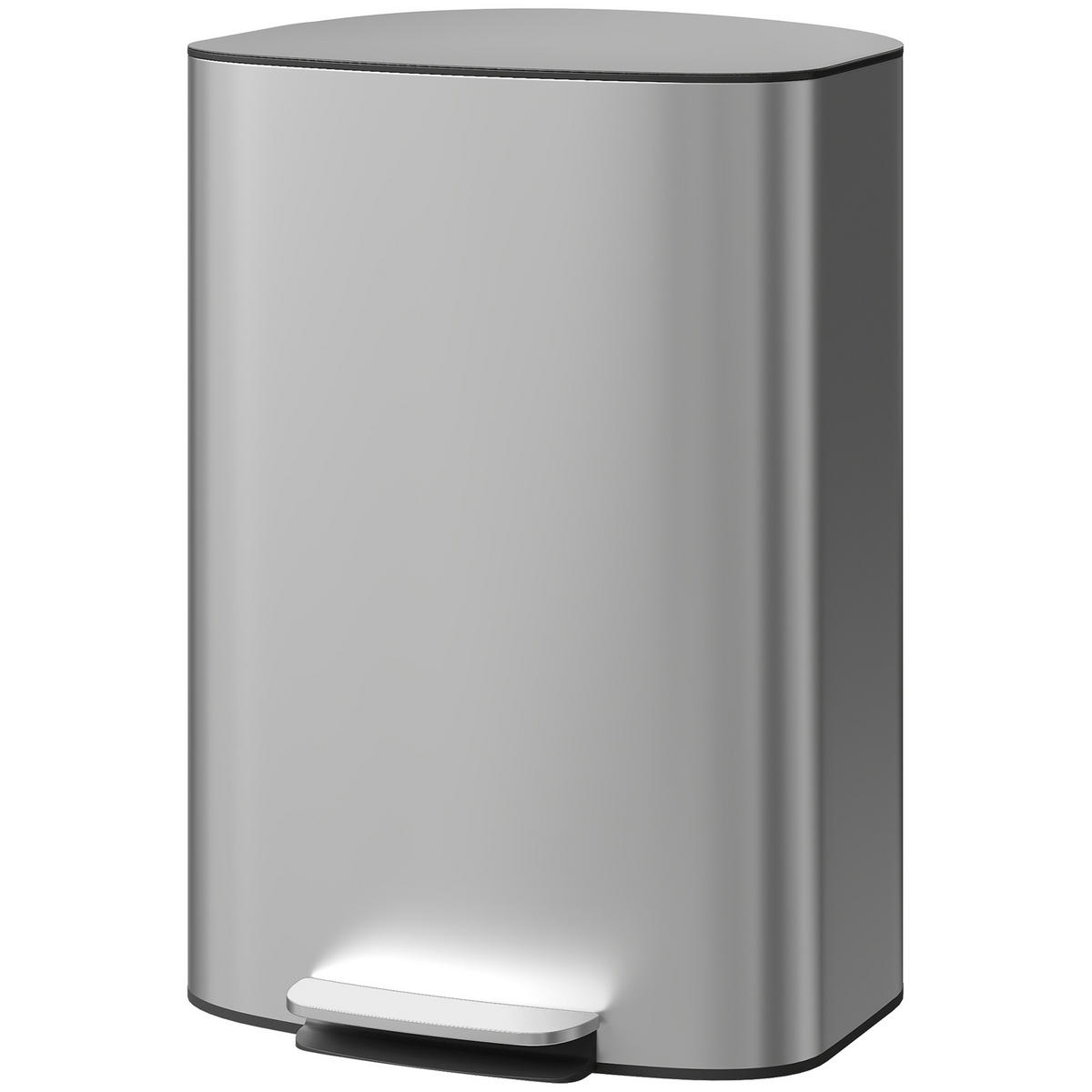TRETEIMER Grau Soft-Close Pedal Edelstahl 50L - Grau, Metall (45.1/62.6/36.5cm) - PANGIVO
