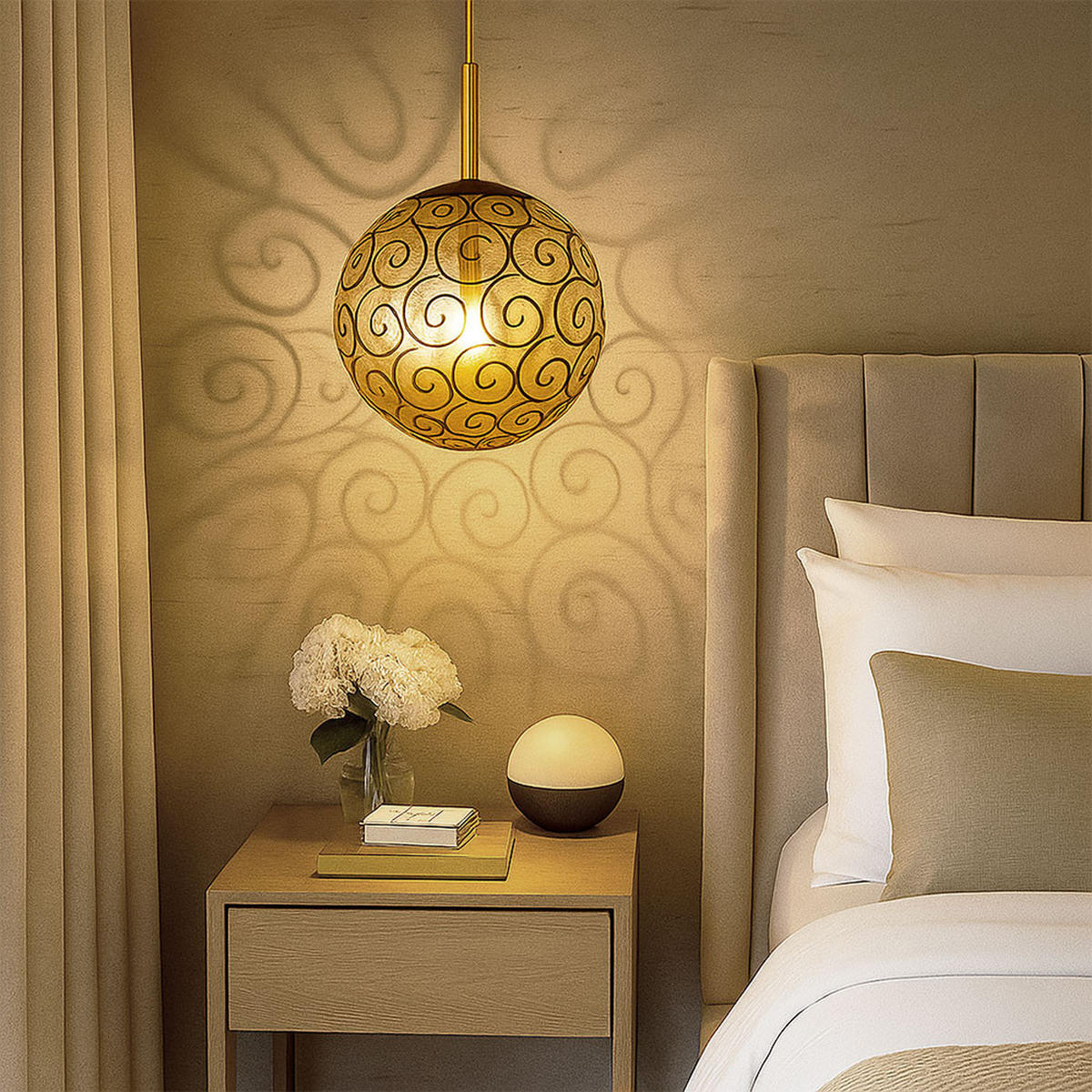 LED HÄNGELEUCHTE Metall Glas Gold - Goldfarben, Metall (35/35/120cm) - Globo Lighting