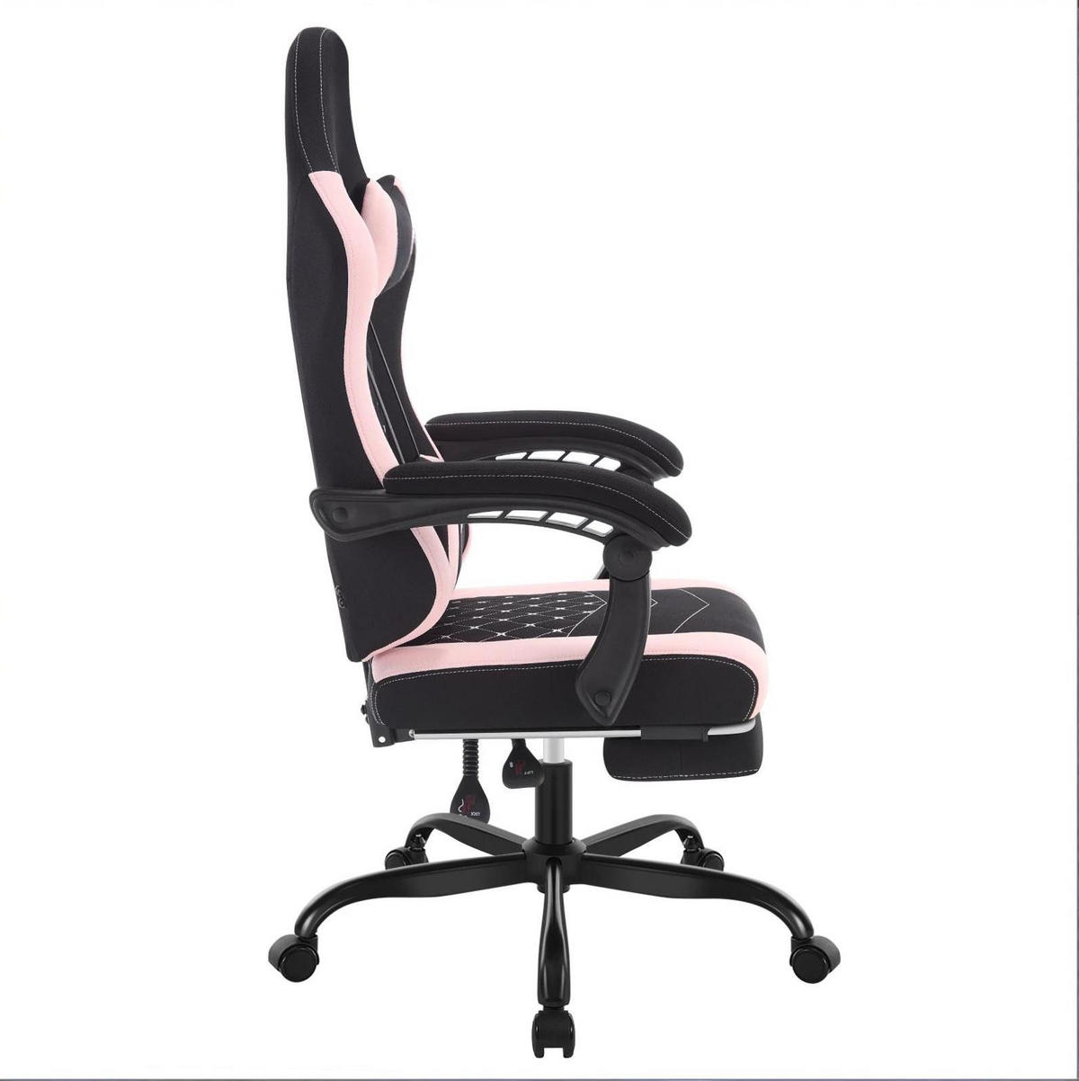 BÜROSTUHL mit Massagefunktion höhenverstellbar Mesh-Stoff Metall Black/Pink - Schwarz, Metall (70/127/70cm) - Meubliv