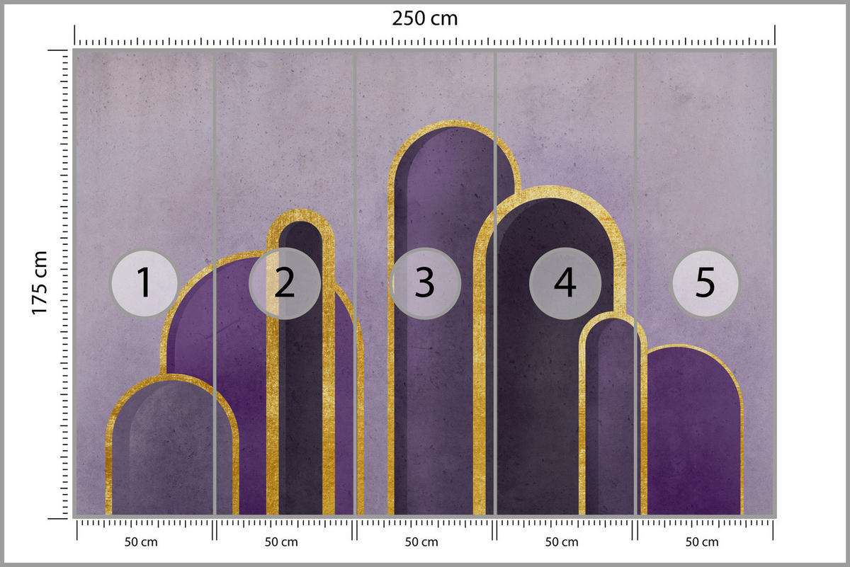 FOTOTAPETE Geometrische Muster Abstraktion Glamour 250x175 - Gelb/Beige, Papier (250/175cm) - Muralo