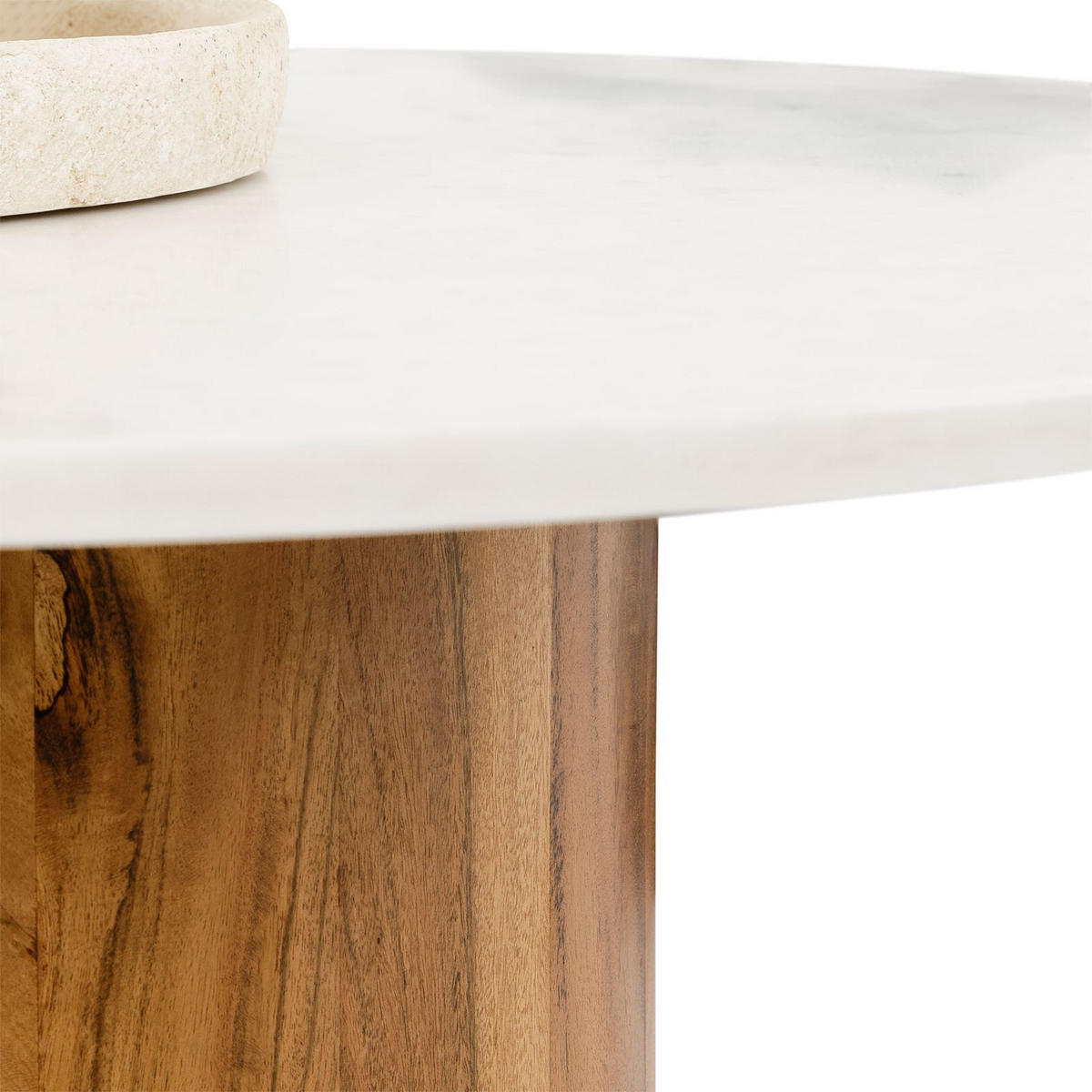 COUCHTISCH GANGA weiß/natur - Weiß/Naturfarben, Naturmaterialien/Holz (80/80/35cm) - IDIMEX