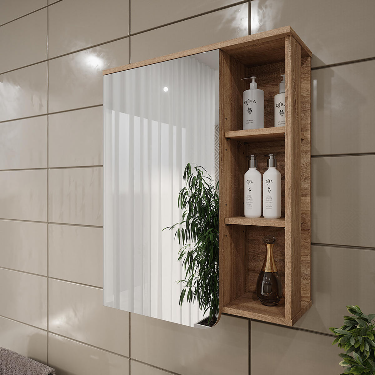 ZRCADLOVÁ SKŘÍŇKA Karen Sonoma/antracit - Sonoma dub/antracitová, kompozitní dřevo (60/75/20cm) - Vicco