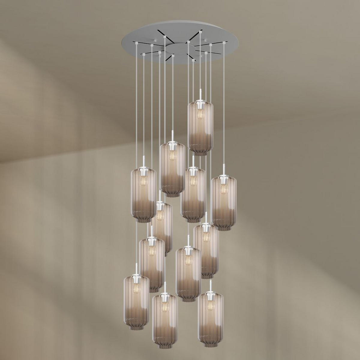 GALERIELEUCHTE Velo 12-flammig Klar Ø 18cm - Klar/Weiß, Glas (18/18/33cm) - s.luce