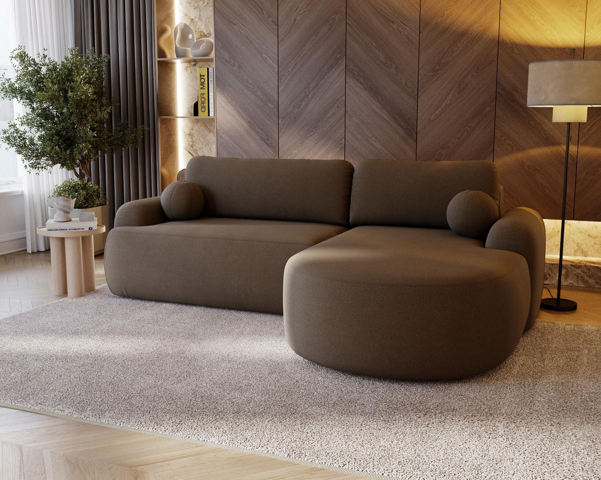 ECKSOFA DION BRAUN L - Rechts - Braun, Textil (261/177cm) - Luxkor24