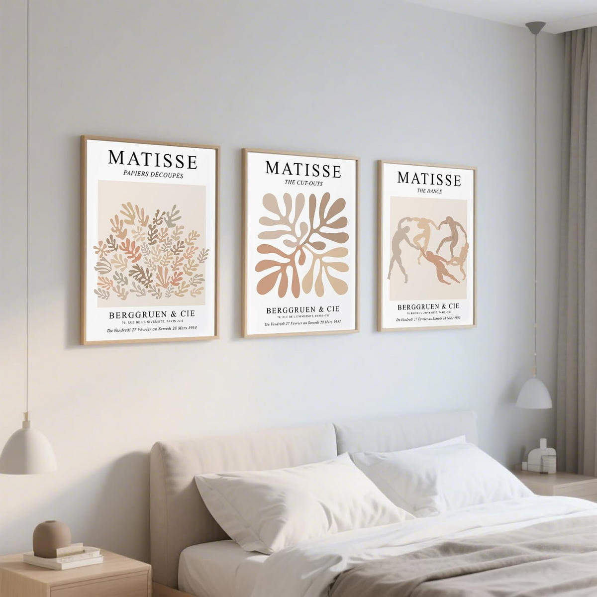 WANDDEKO Boho 40x60cm Orange Pflanzen Abstrakt，rahmenlos，3-teilig Set - Orange, Textil (40/1cm) - Authentics