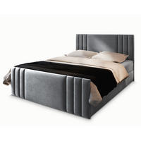 BOXBETT KANES 160x200 cm mit Matratze und Topper - Hellgrau - Hellgrau, Holz (160/200cm) - MASSENO