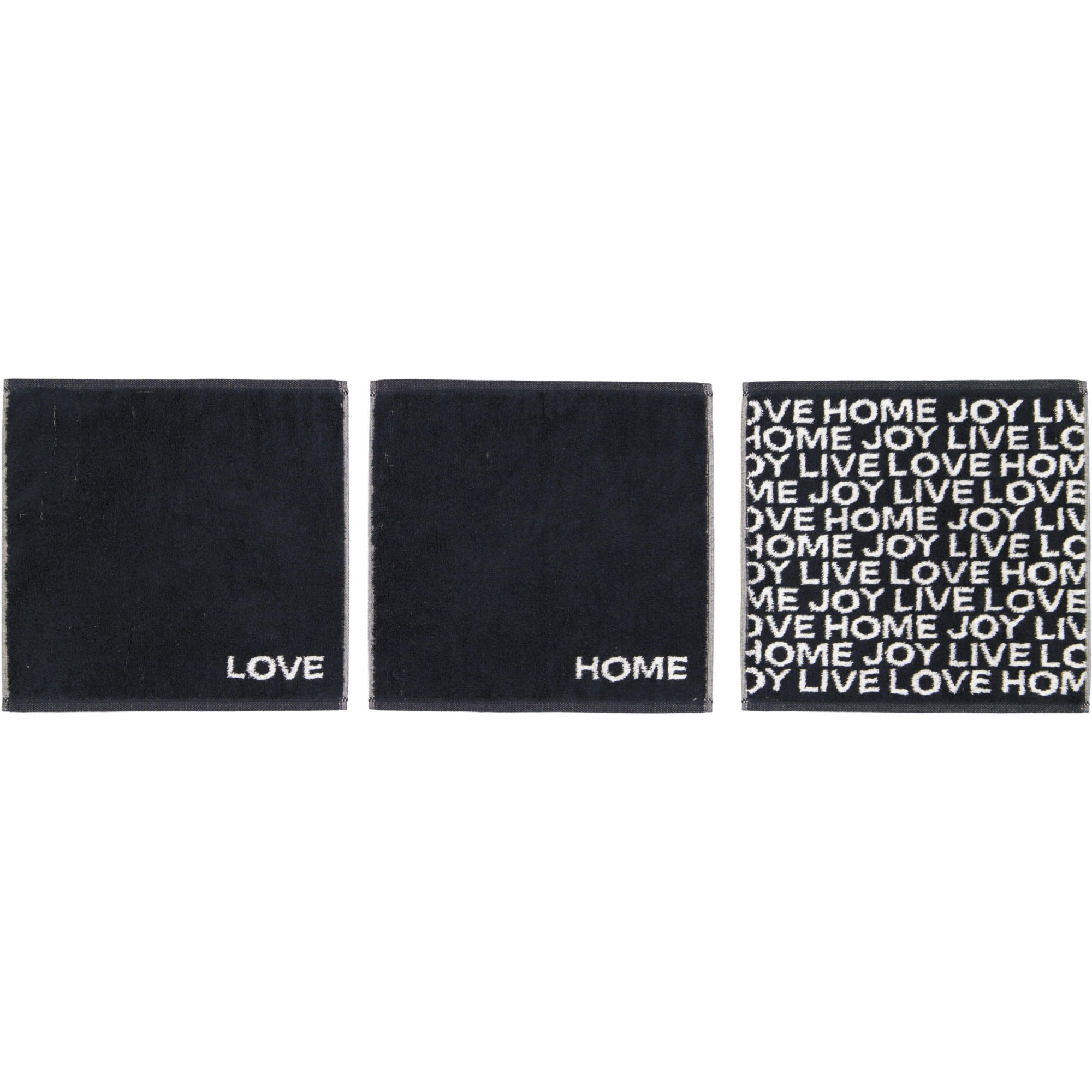 SEIFTÜCHER 3ER SET MINIS MIX 9909 SCHWARZ - 97 - Schwarz, Textil (30/30cm) - Cawoe