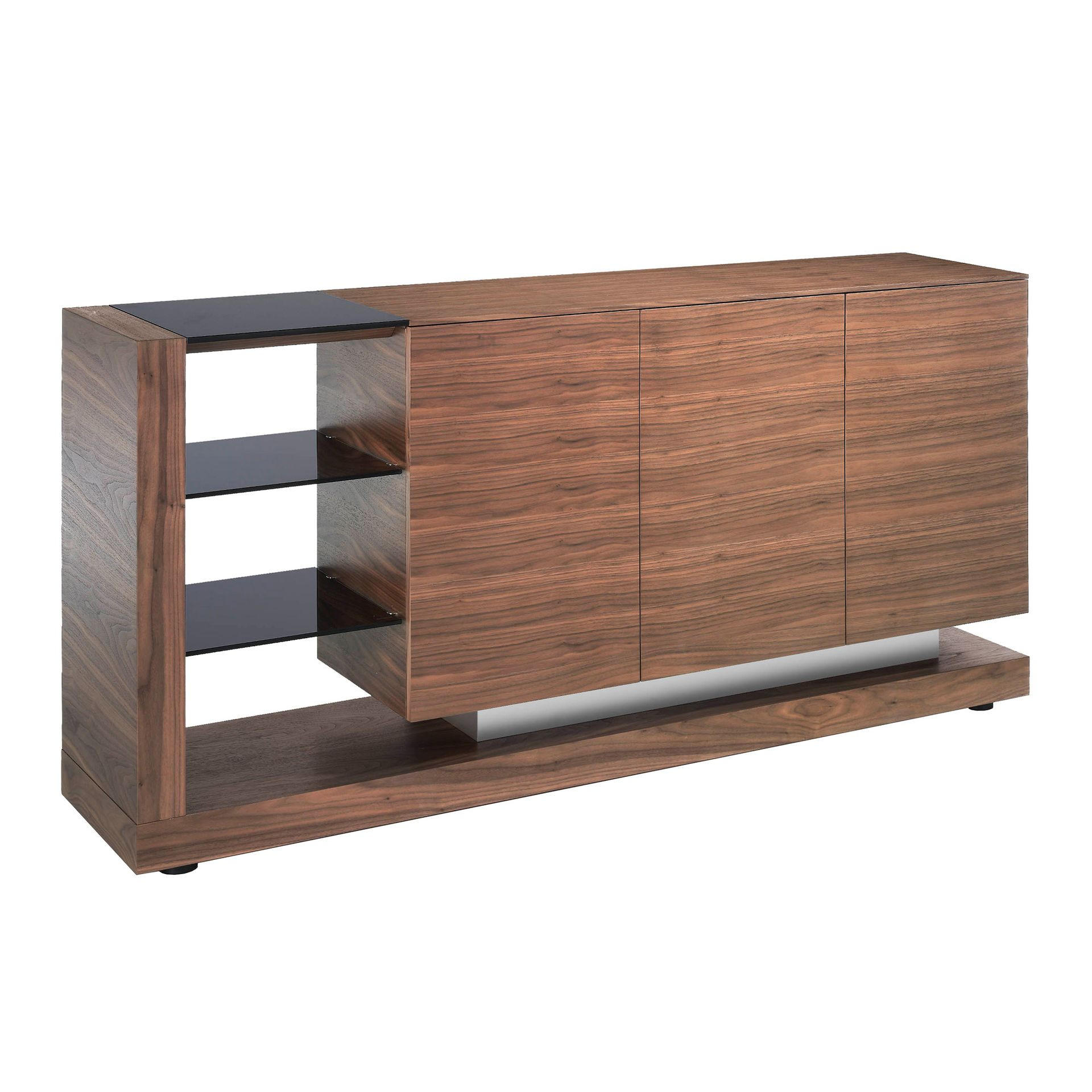 SIDEBOARD Sideboard Nussbaum, gebürsteter Stahl und schwarze Glasplatte 170/40/83 cm - Walnussfarben/Schwarz, Holz (170/83/40cm) - ANGEL CERDA