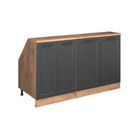 KUHINJSKI ORMAR ZA KOSINE KROVA R-Line Antracit u rustikalnom stilu 140 cm Set od 2 korpusa ormara, dubina 60 cm - hrast medunac/antracit, drvni materijal (140/83.8/60cm) - Vicco