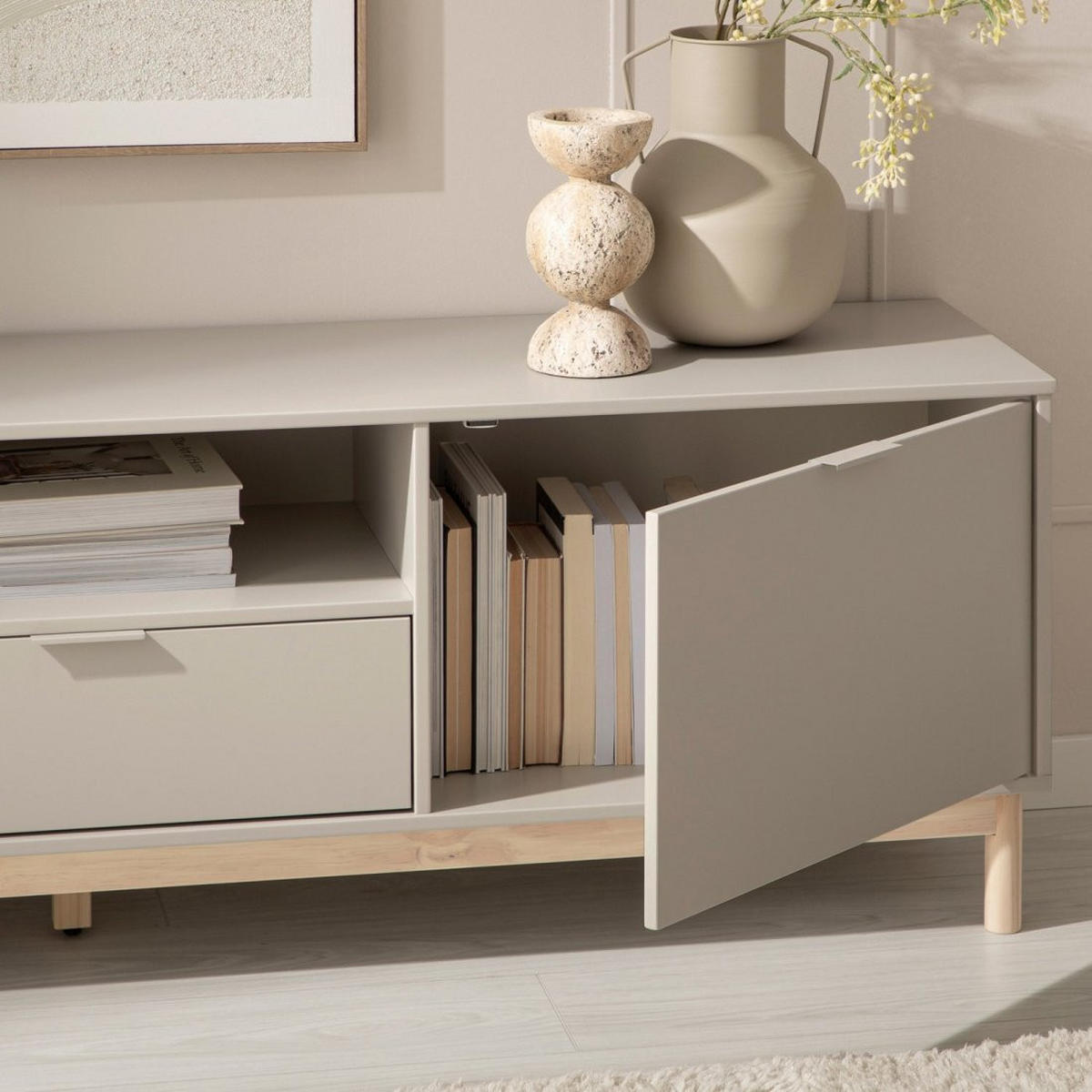 TV-ELEMENT Elian Grau 180 cm x 53 cm - Grau, Holzwerkstoff (180/53/39cm)