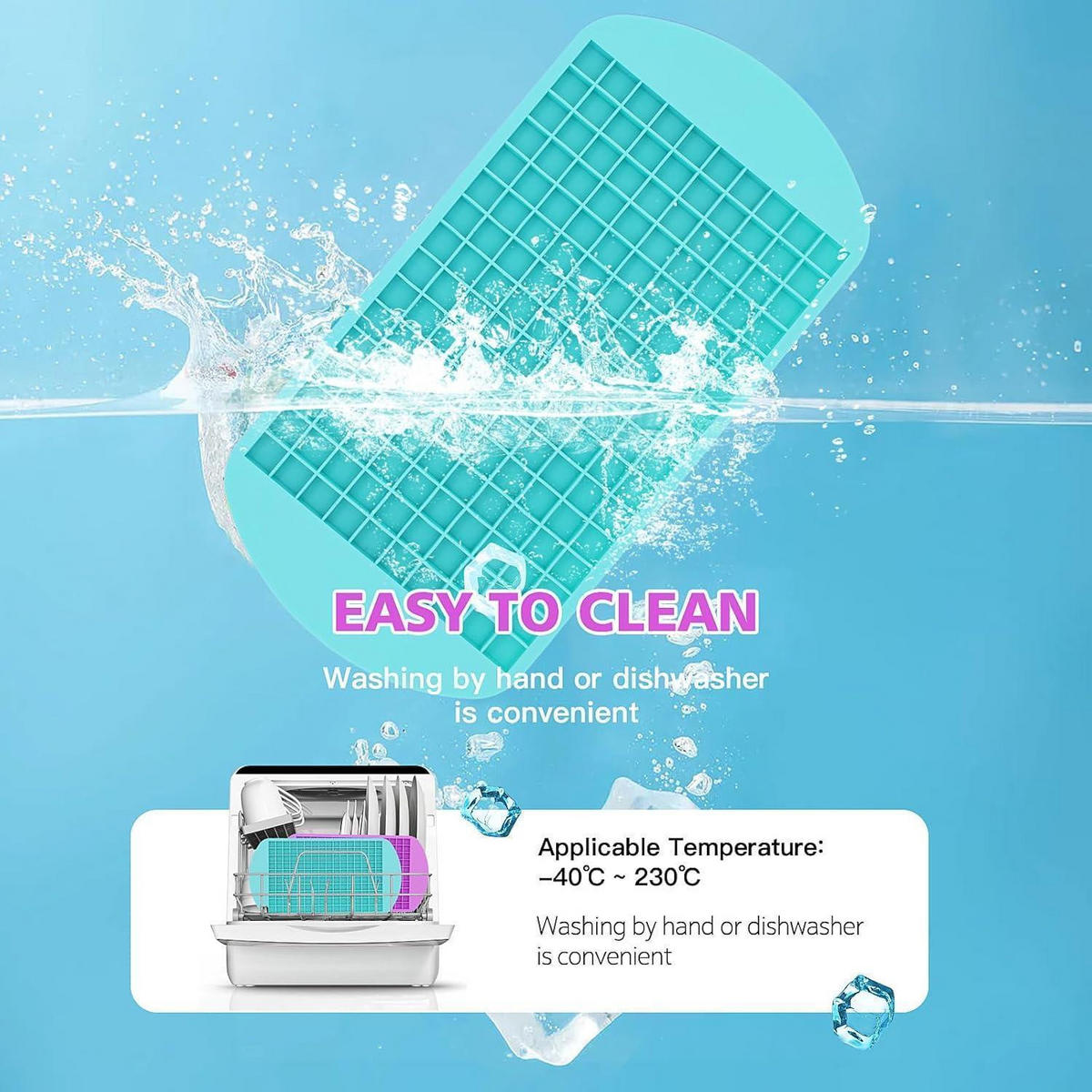 EISWÜRFELFORM 2-teiliges Set Mini-Eiswürfel Silikon Cyan & Lila - Multicolor, Kunststoff (2.5/1.3/5.1cm)