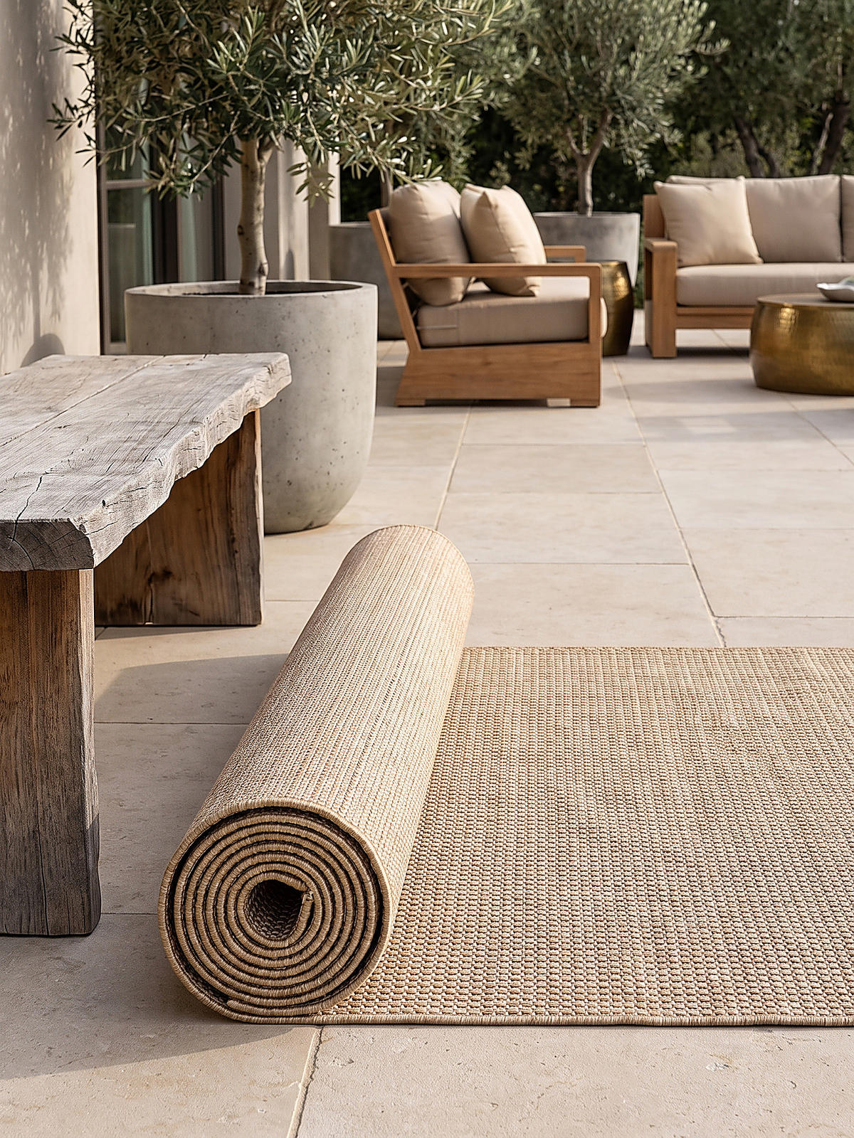 LÄUFER Outdoor, Fußbodenheizung-geeignet, VIGOLENO in Sand, 80 x 150 cm - Beige, Textil (80/150cm) - KADIMA DESIGN