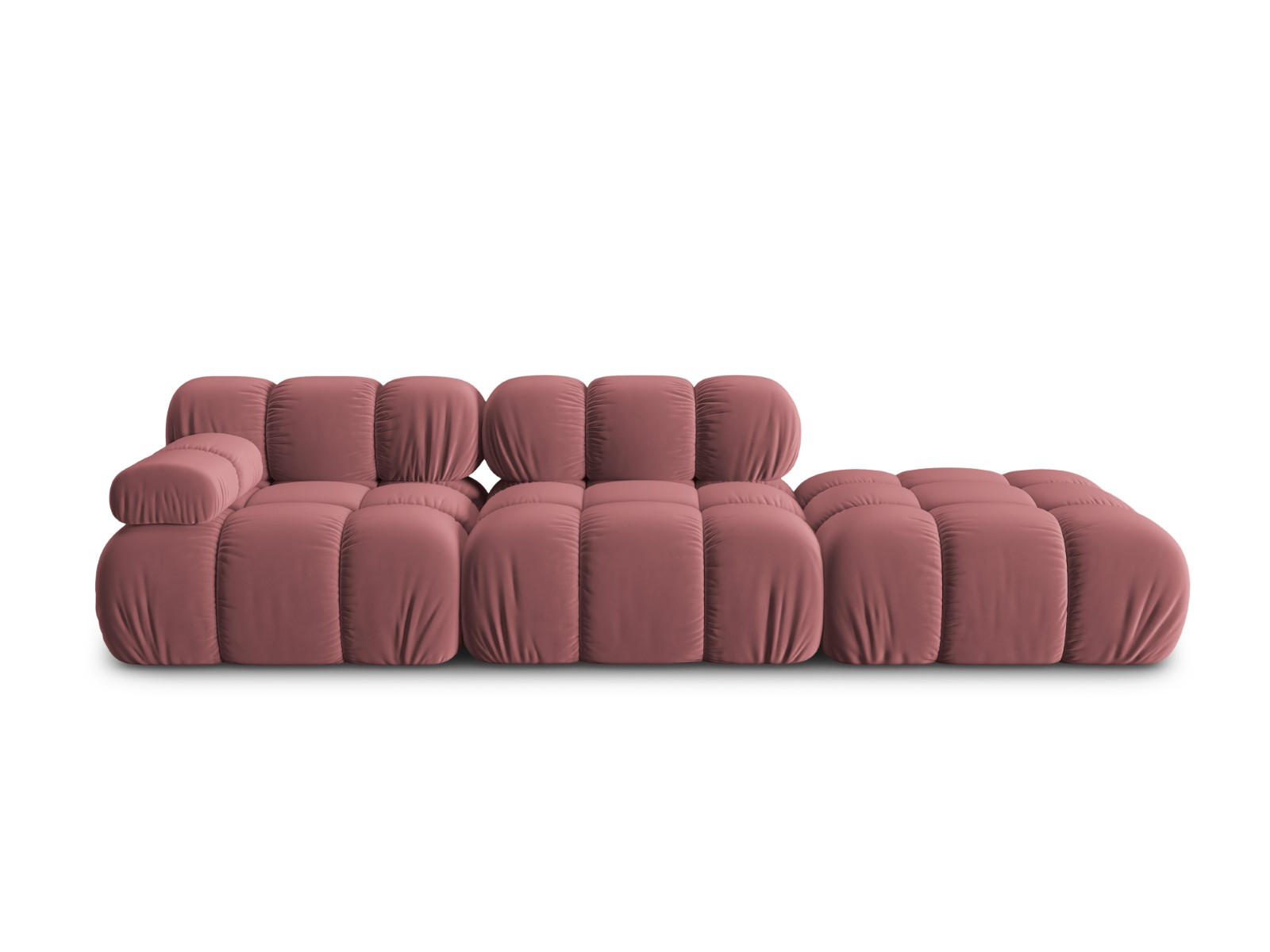 MODULARES-SOFA rechts Bellis aus Samt rosa 4 Sitzplätze - Pink, Textil (94/63/282cm) - Micadoni