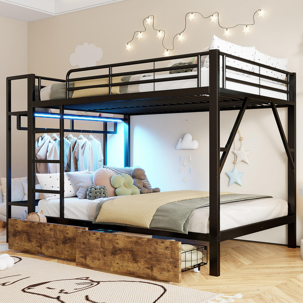 ETAGENBETT Modell Schwarz 140 x 200 cm - Schwarz, Metall (140/200cm) - ComfortXL