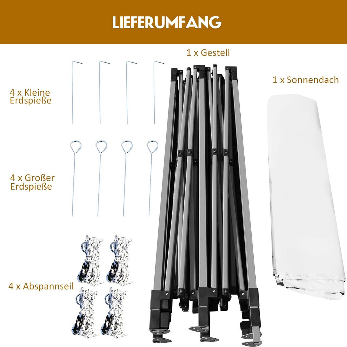 POP-UP-UBERDACHUNGSZELT Weiß - Weiß, Textil (300/335/300cm) - COSTWAY