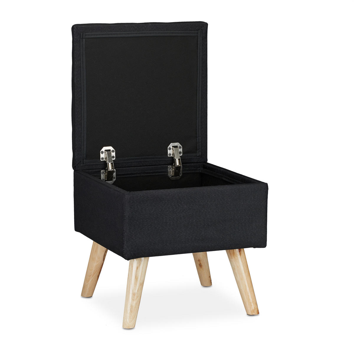HOCKER - Schwarz, Holz/Holzwerkstoff (40/40/40cm) - Relaxdays