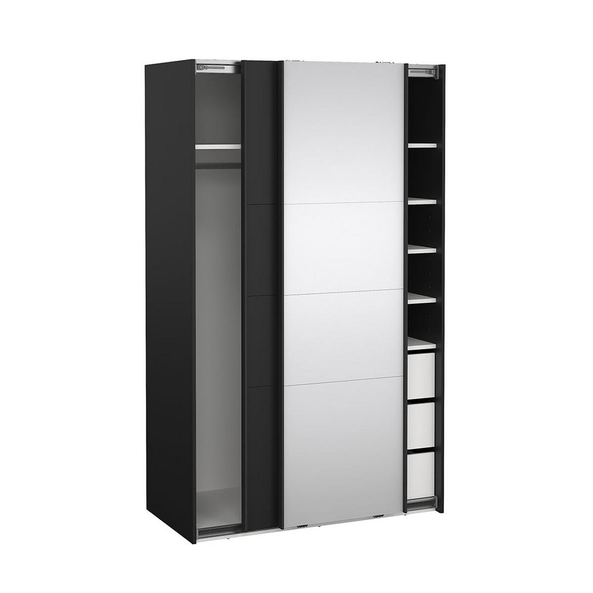 SCHIEBETÜRENSCHRANK, Catania, Schwarz, Holzwerkstoff, 119 x 67 x 201 cm - Schwarz, Holzwerkstoff (119/201/67cm) - ebuy24