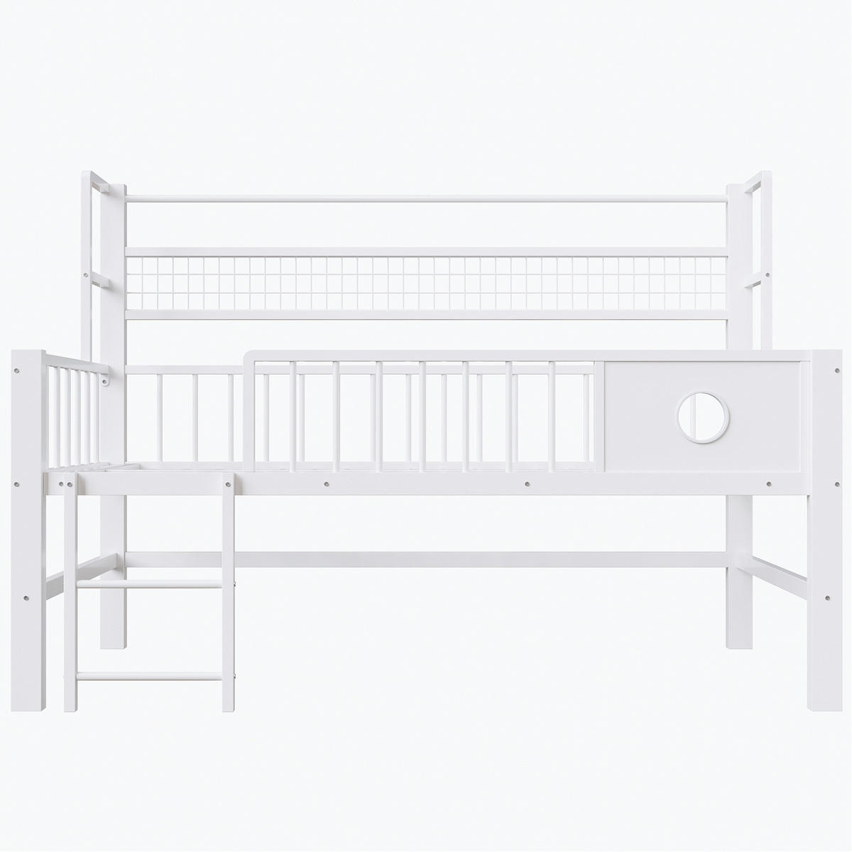 KINDEREINZELBETTEN aus Metall 90x200 cm in Weiß mit Stauraum - Weiß, Metall (90/200cm) - Modfu
