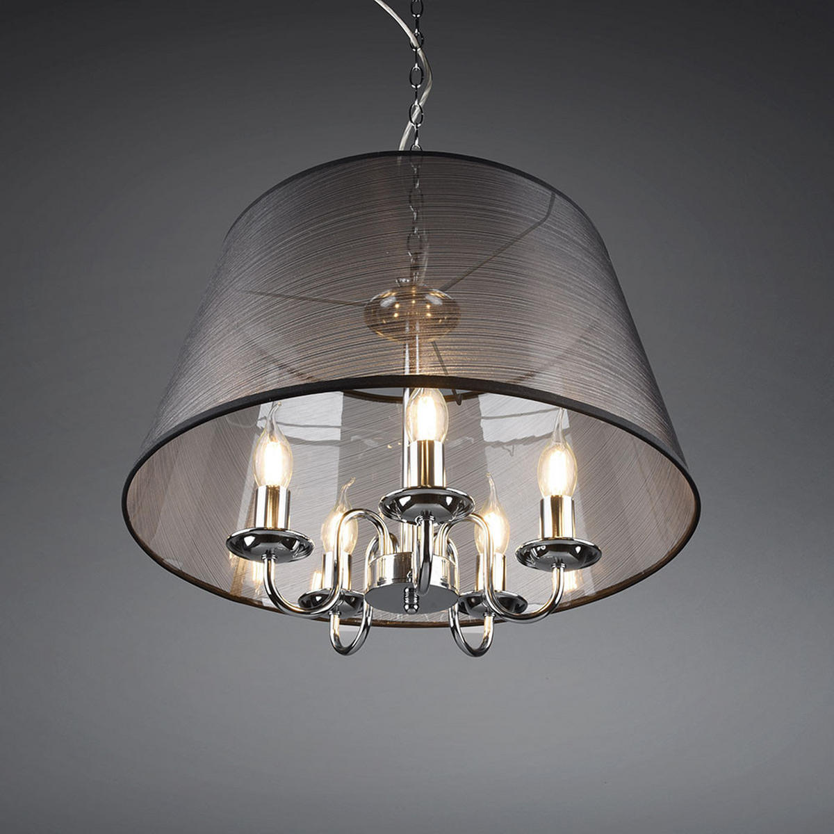 PENDELLEUCHTE CIMA Metall Chrom Silber - Silberfarben, Metall (50/50/150cm)