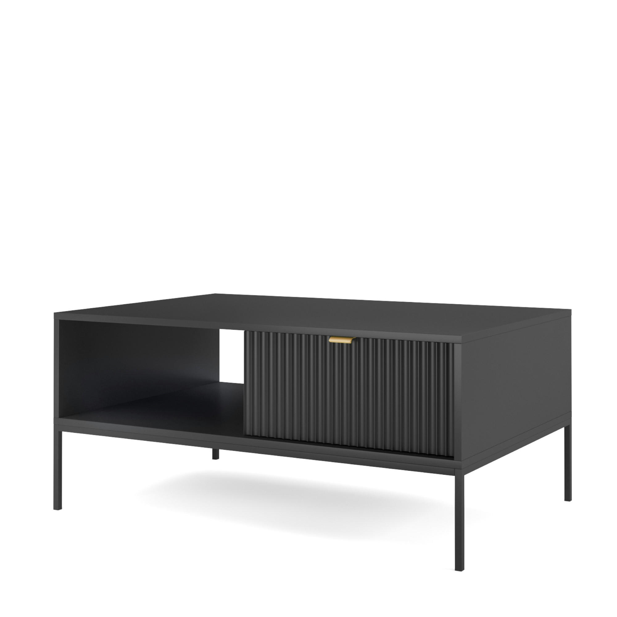 COUCHTISCH NANAIMO STO1-2S Profilierte Fronten, Schwarz - Schwarz, Holzwerkstoff/Kunststoff (68/104/48cm) - Komodee
