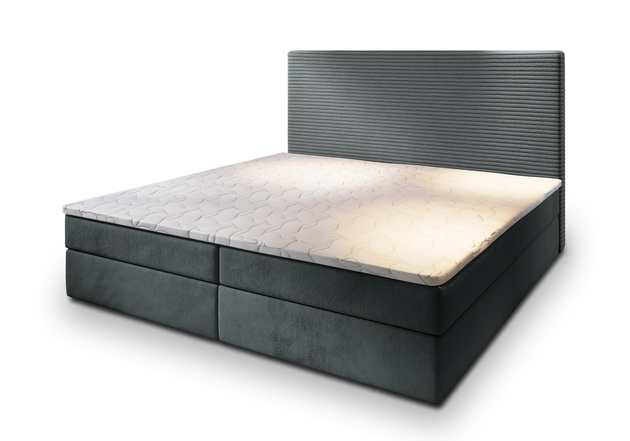 POSTEL BOXSPRING GIARRO 160x200 cm, s matrací a úložným prostorem, šedá - šedá, kompozitní dřevo/textil (160/200cm) - MASSENO