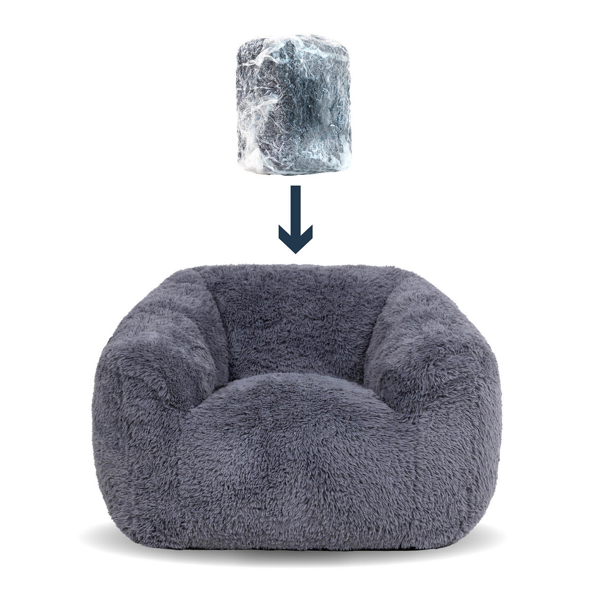 SITZSACK Sessel Aspen - Dunkelgrau/Grau, Textil (112/65/104cm) - icon