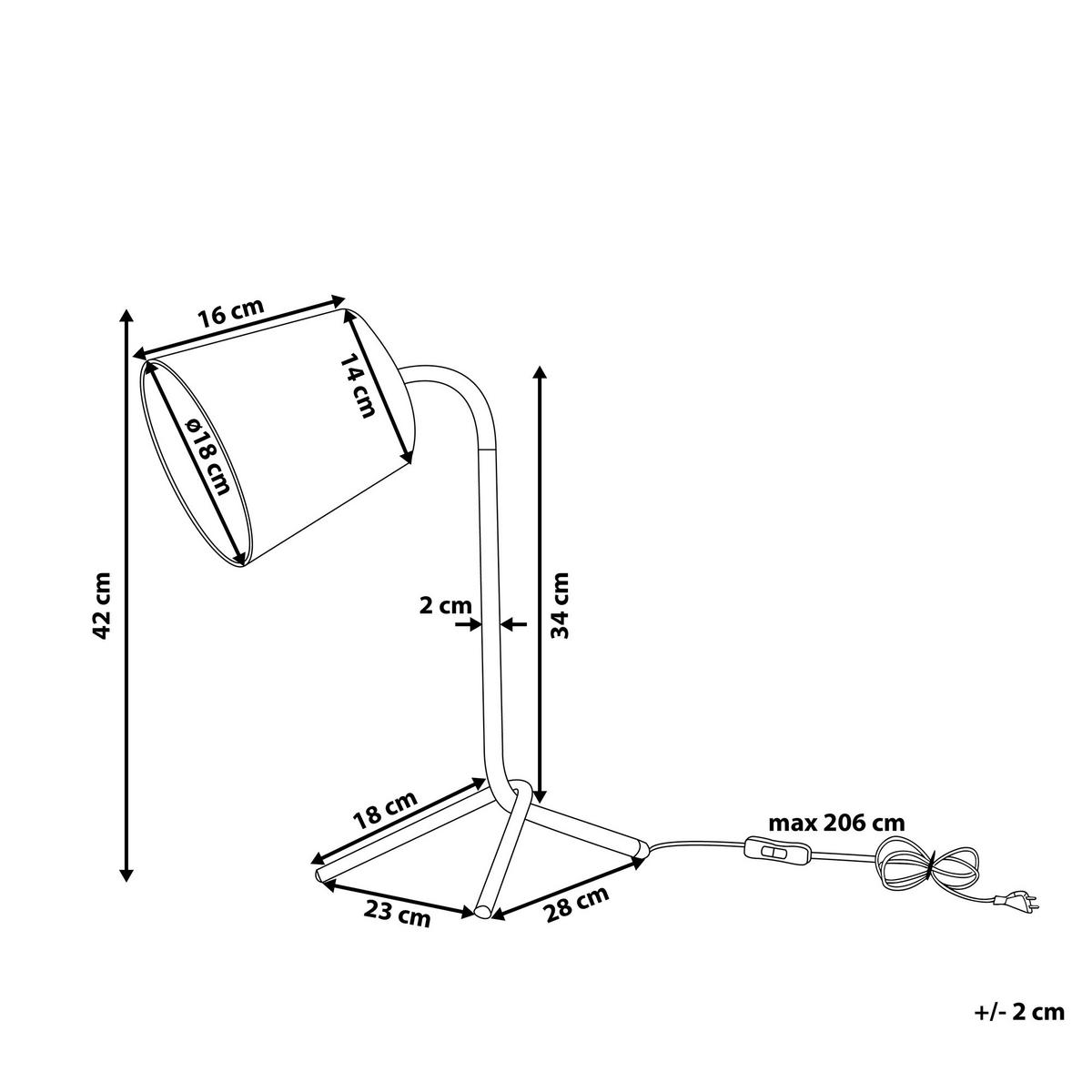 SCHREIBTISCHLAMPE Mooki 28/23/42 cm - Schwarz, Metall (28/23/42cm) - Beliani