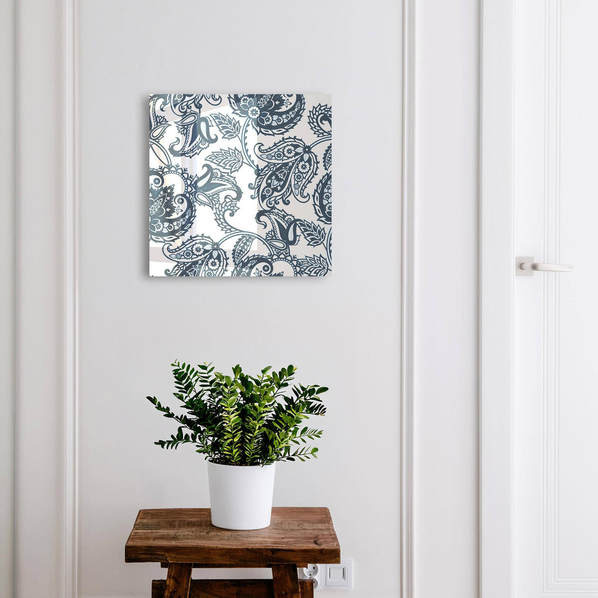 SCHLÜSSELBOX Schwarz 30x30 cm- Türöffnung nach rechts - Elegante Ornamente - Grau, Metall (30/30/5cm) - TULUP