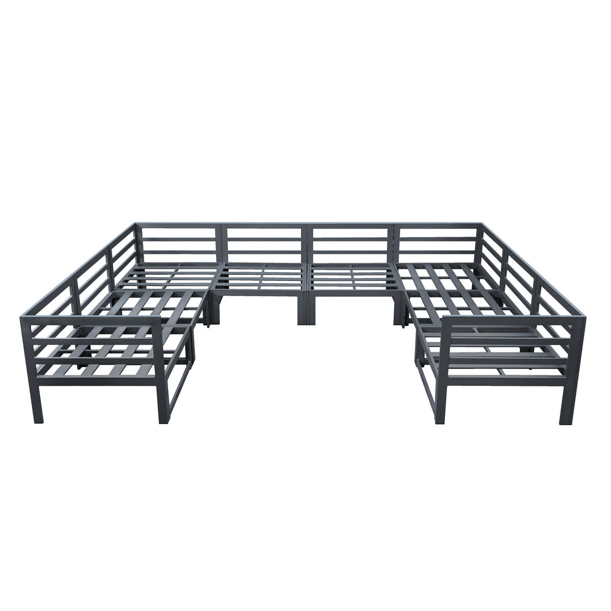 MODULARES GARTENLOUNGE-SET mit integrierter Feuerstelle - Grau, Metall - Monstershop