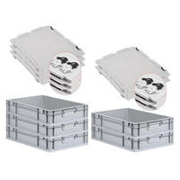 EUROBOX 5x Nextgen Economy Mit Scharnierdeckel Grau/Schwarz Griffe Geschlossen - Schwarz, Kunststoff (40/12/60cm) - PROREGAL