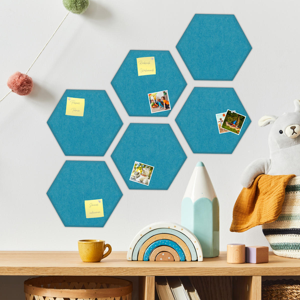 6xFILZPINNWAND - Hellblau, Textil (30/26/0.9cm) - Relaxdays