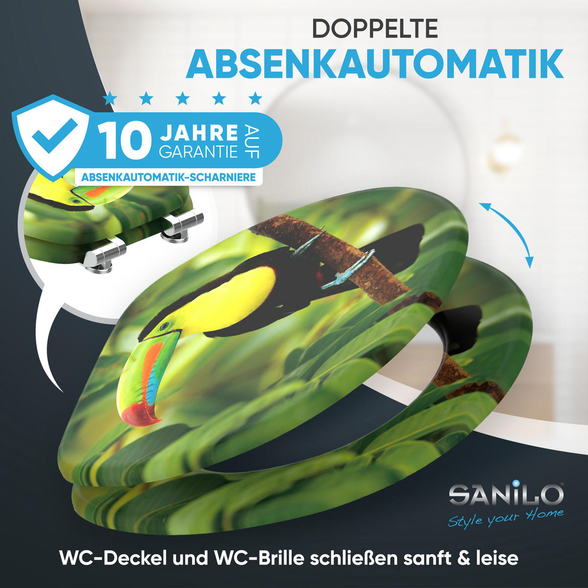 WC-SITZ mit Absenkautomatik Toucan - Grün, Holzwerkstoff (38/6/47cm) - Sanilo