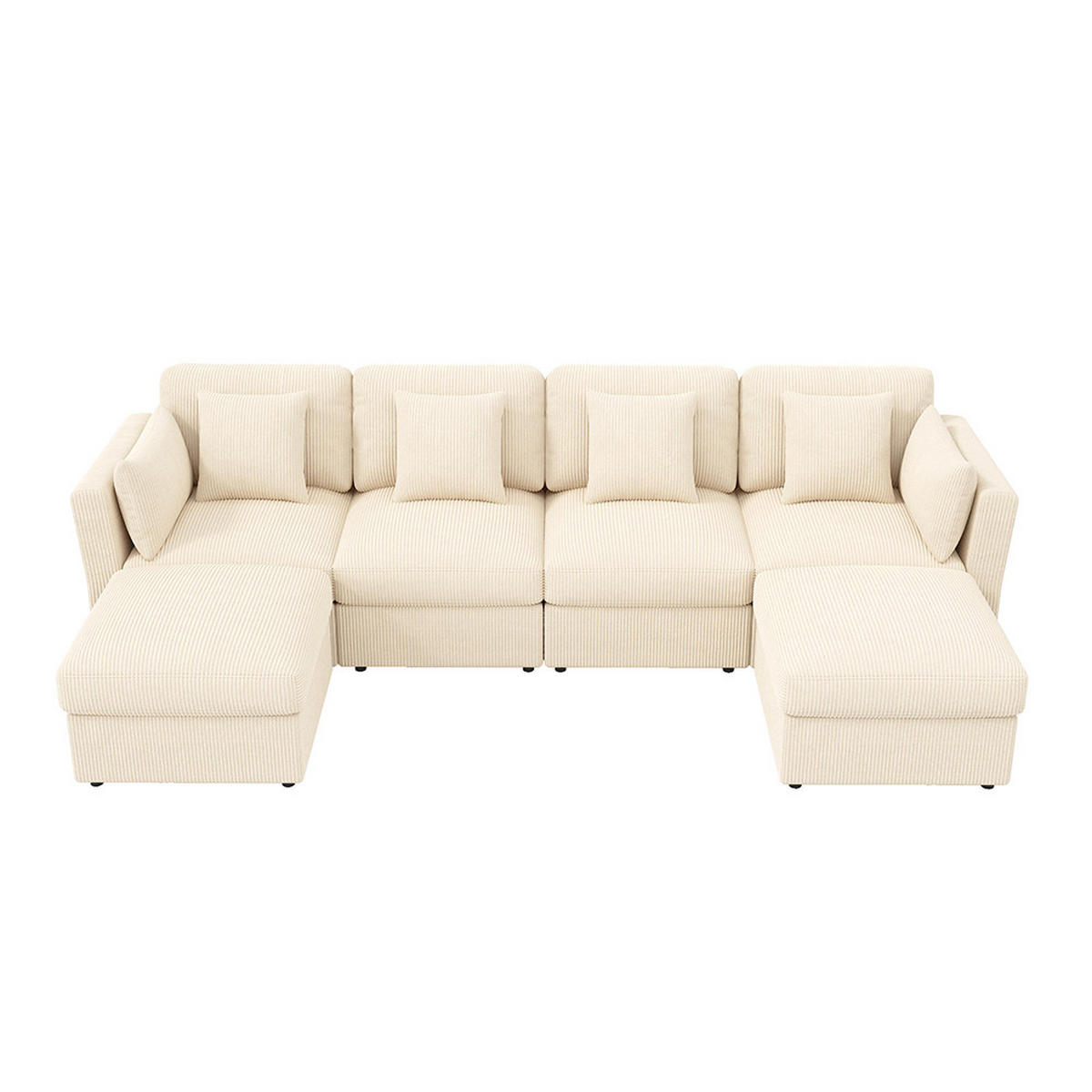 ECKSOFA,SECHSSITZER-SOFA mit verstellbaren Armlehnen in Beige - Beige, Textil (159.5/290cm) - KOMHTOM