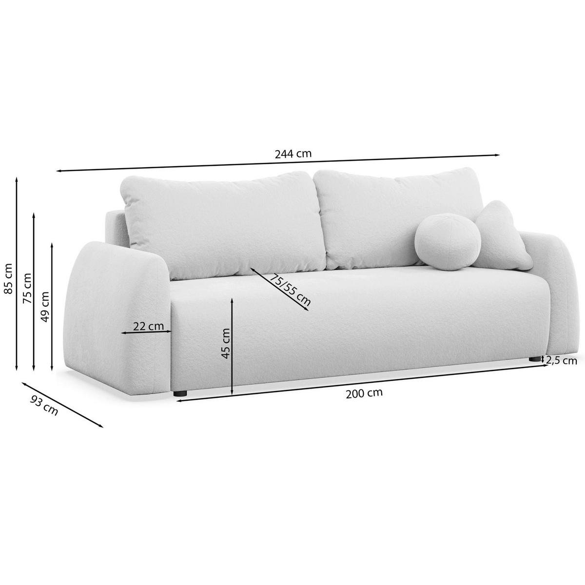 3-SITZER SOFA Nubelle violett Chenille-Bezug, wasserabweisend - Lila/Schwarz, Kunststoff/Textil (244/85/93cm) - Selsey