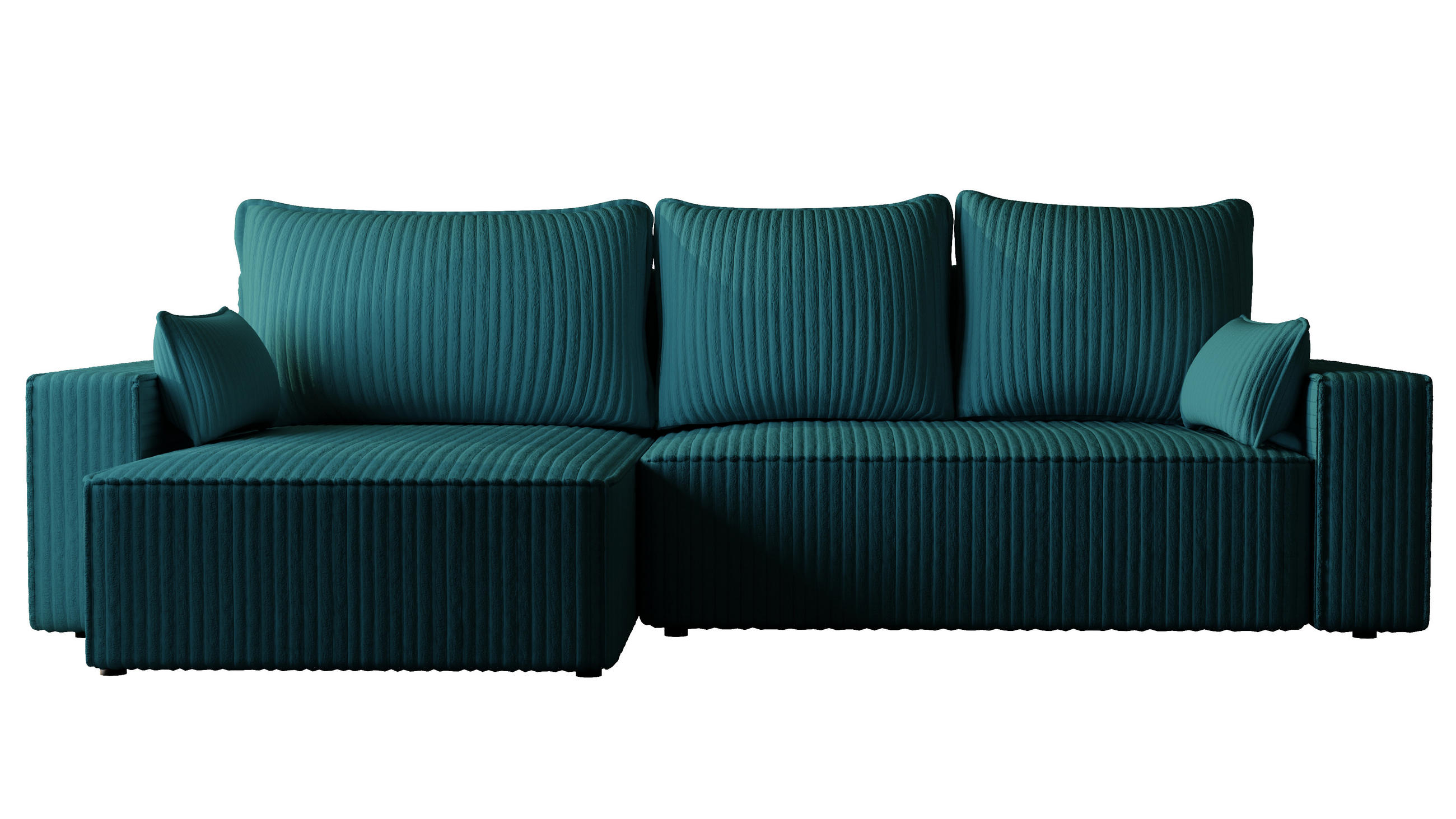 ECKSOFA Tobi mit Bettkasten und Schlaffunktion, L-Form/XL-Form, Cordstoff, Universal - Blau, Holzwerkstoff (276/145cm) - 4ALL HOME