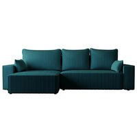 ECKSOFA Tobi mit Bettkasten und Schlaffunktion, L-Form/XL-Form, Cordstoff, Universal - Blau, Holzwerkstoff (276/145cm) - 4ALL HOME